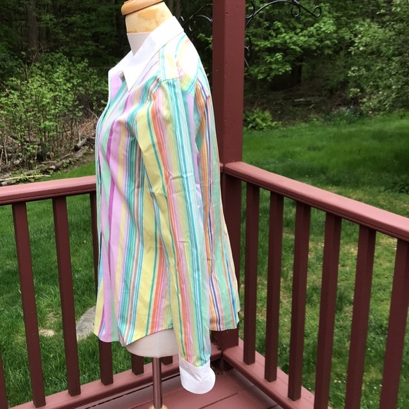 Lauren Ralph Lauren large striped cotton long sleeve button down shirt. - Picture 2 of 8